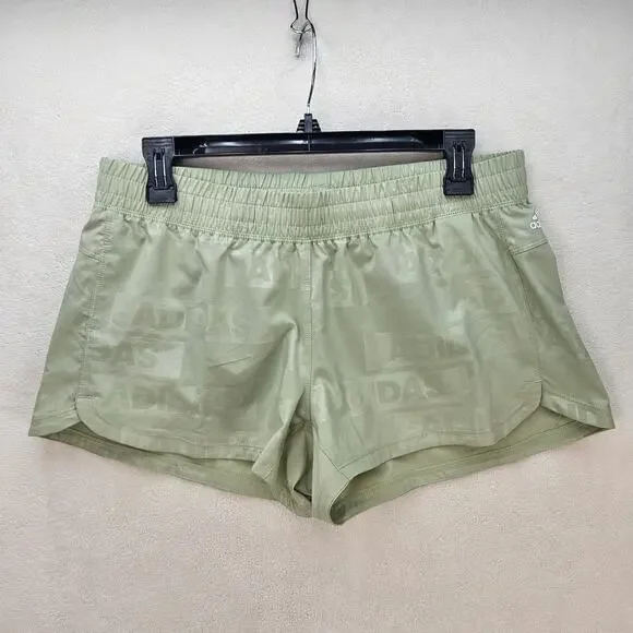 ADIDAS WOMEN'S MEDIUM PACER WOVEN DEBOSS TRAINING/RUNNING SHORTS LIME HK7544 NWT - Picture 1 of 6